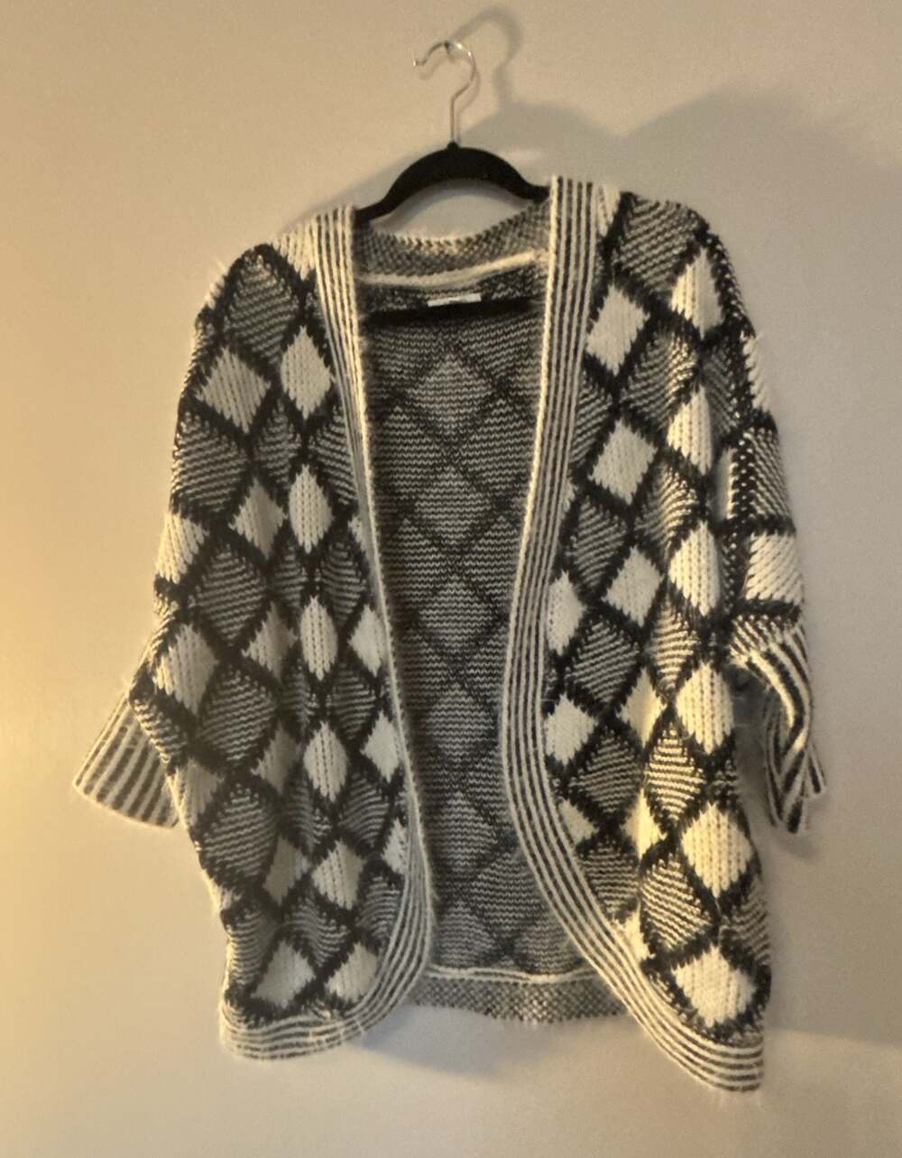 Maurices Black Checkered Cozy Cardigan Open Front Sweater L